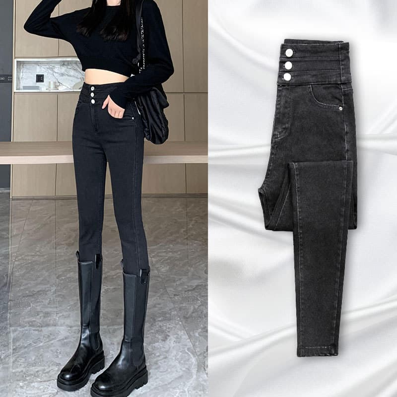 ハイウエスト パンツ すっきりシルエット ハイウエストデニム