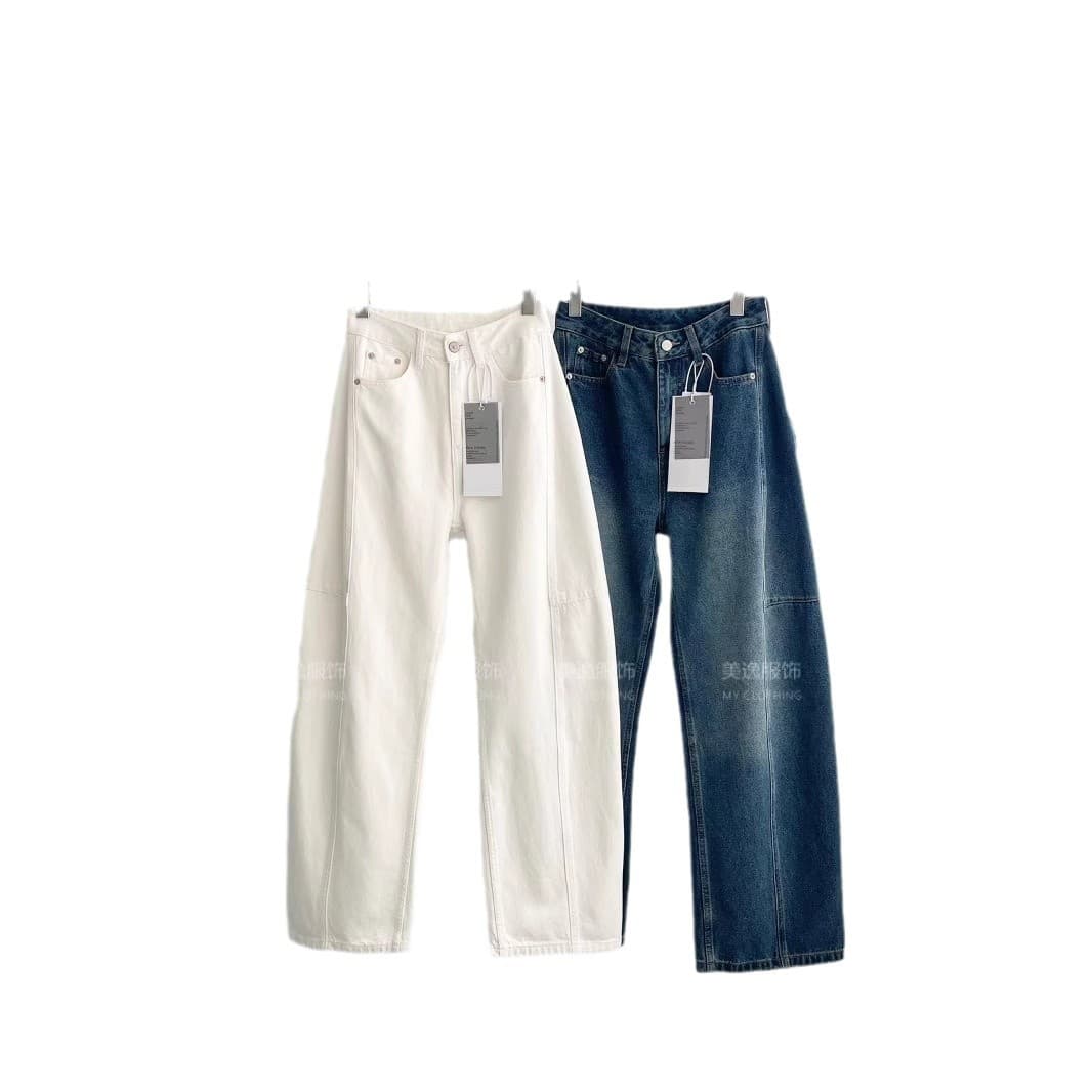 ハイウエスト パンツ リラックスワイドストレートデニム