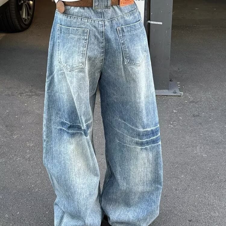 ハイウエスト パンツ ゆったりシルエット 裾広がりデニム