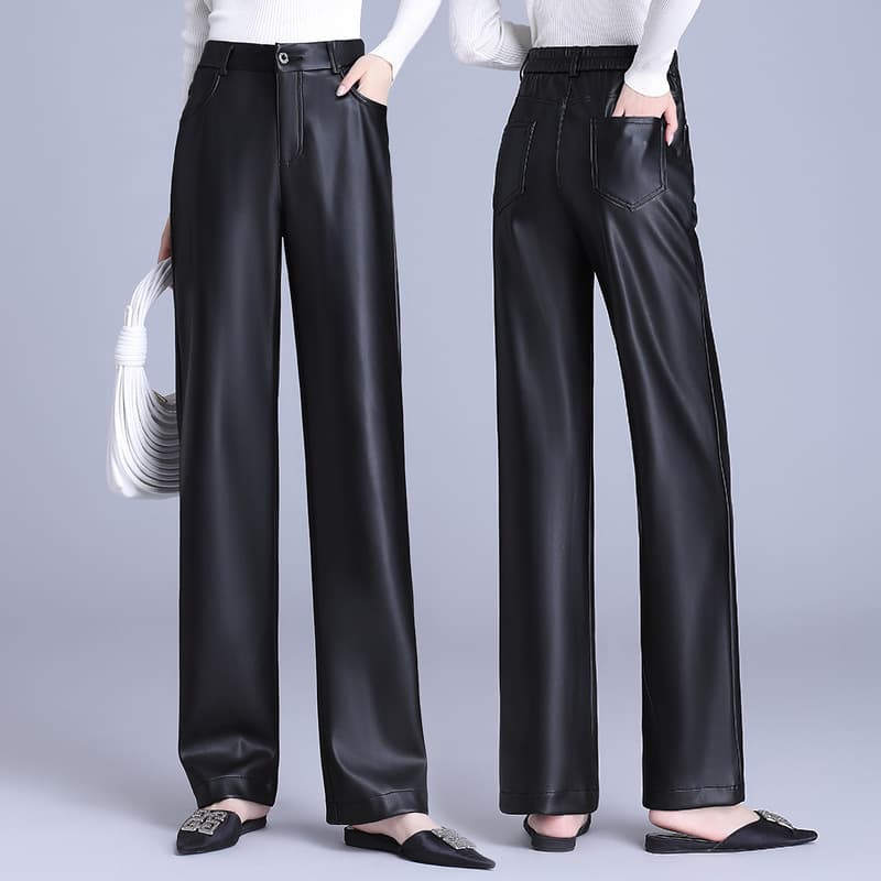 ハイウエスト パンツ 艶やか上品ハイウエストワイドパンツ
