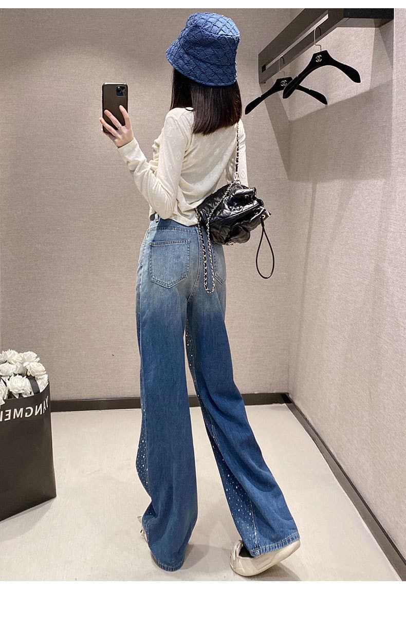 ハイウエスト パンツ きらめき星空デニムパンツ