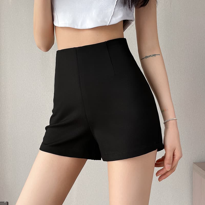 ハイウエスト パンツ シンプル美シルエット ハイウエストショートパンツ