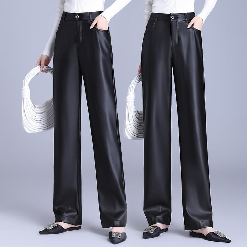 ハイウエスト パンツ 艶やか上品ハイウエストワイドパンツ