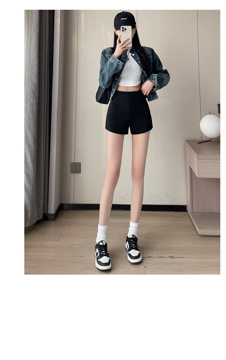 ハイウエスト パンツ シンプル美シルエット ハイウエストショートパンツ