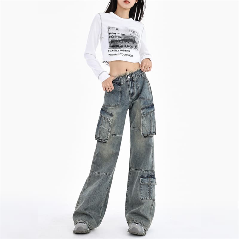 ハイウエスト パンツ スケートガール デニムパンツ