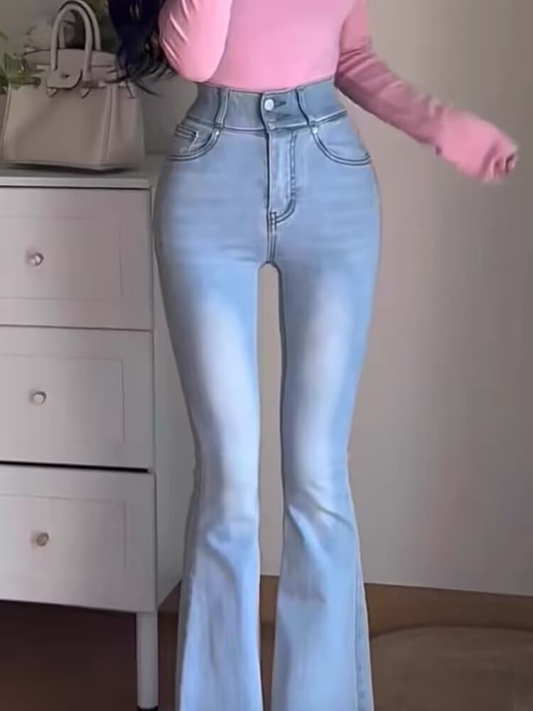 ハイウエスト パンツ フレアデザイン ハイウエストデニム