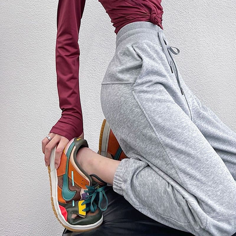 ハイウエスト パンツ 裾リブ付きハイウエストテーパードパンツ