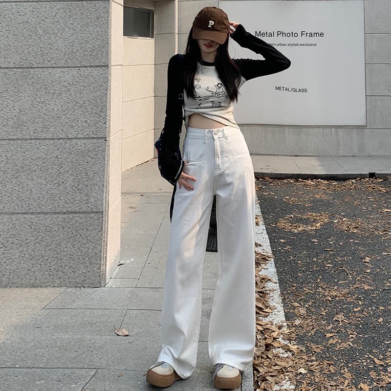 ハイウエスト パンツ ゆったりシルエット ハイウエストワイドパンツ