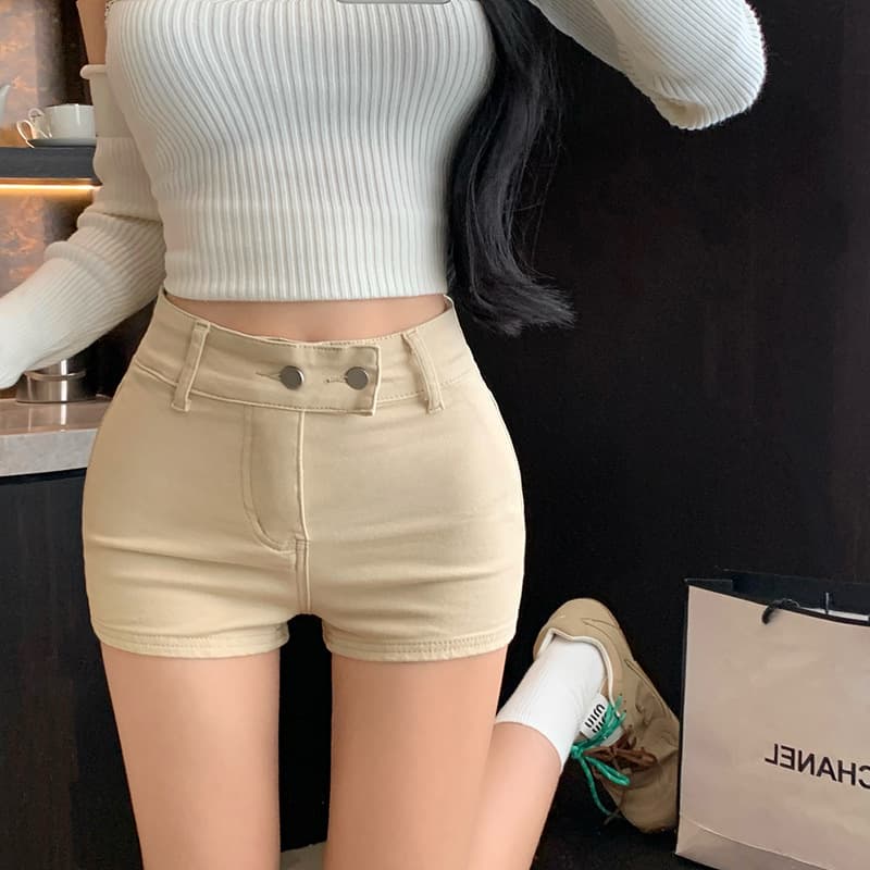 ハイウエスト パンツ すっきり見えハイウエストショートパンツ