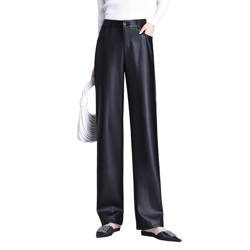 ハイウエスト パンツ 艶やか上品ハイウエストワイドパンツ