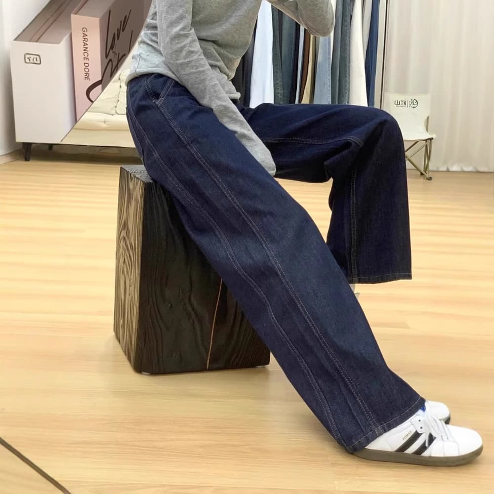 ハイウエスト パンツ ふんわり美脚ハイウエストデニム