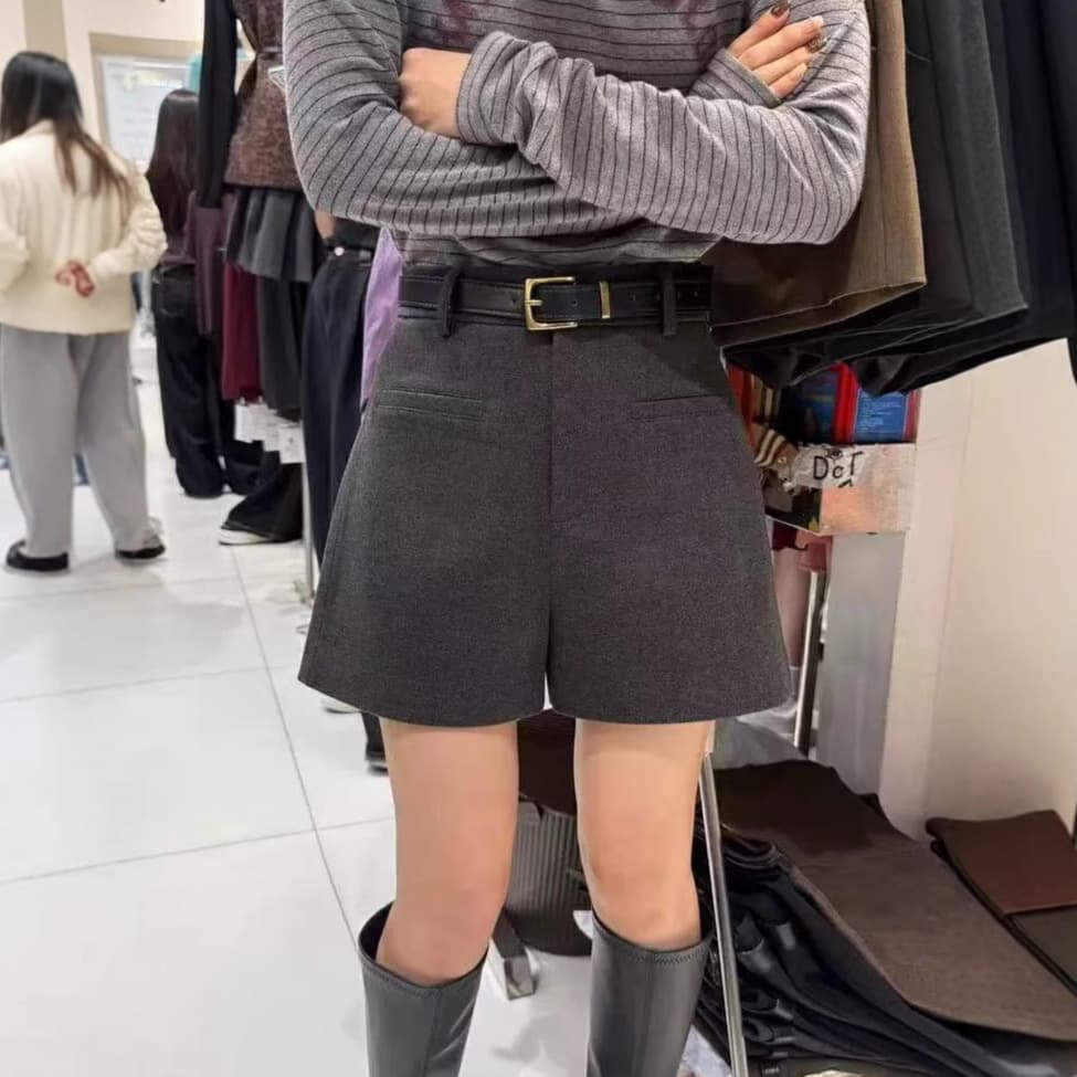 ハイウエスト パンツ ベーシックハイウエストショートパンツ