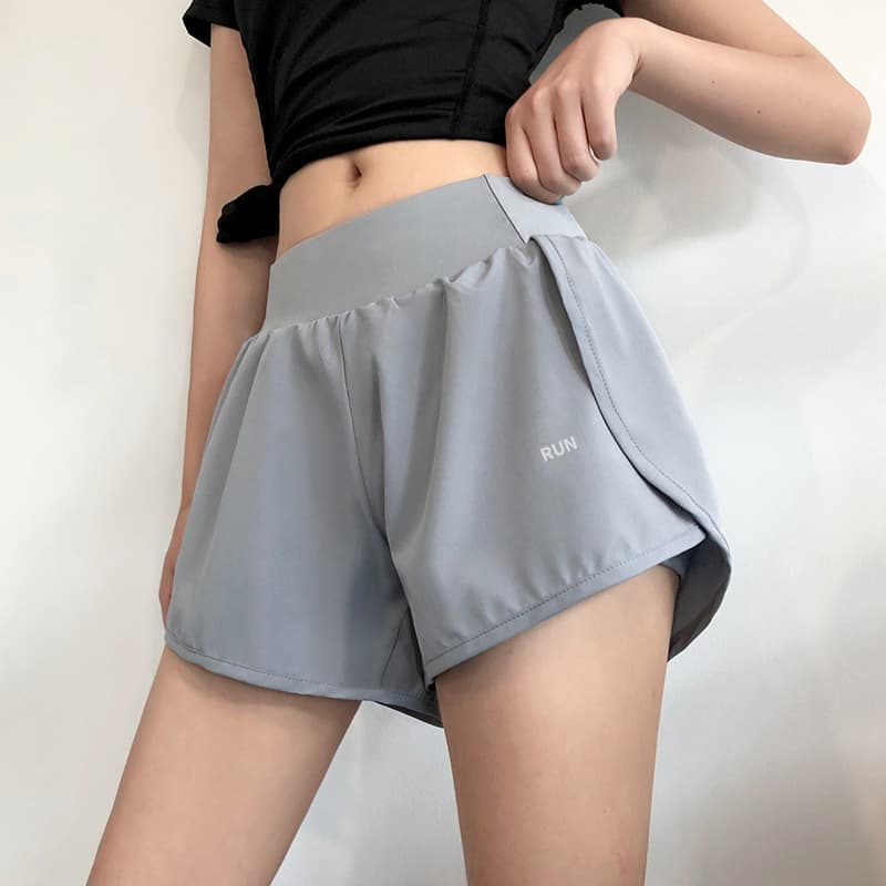 ハイウエスト パンツ シンプルスポーツショートパンツ