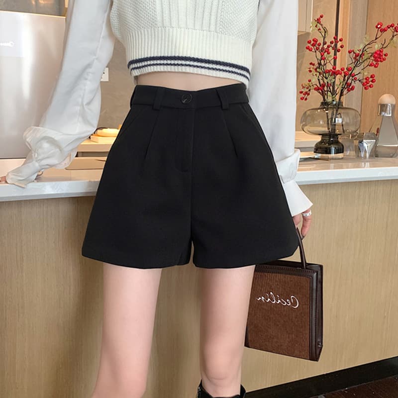 ハイウエスト パンツ きれいめフレアショートパンツ