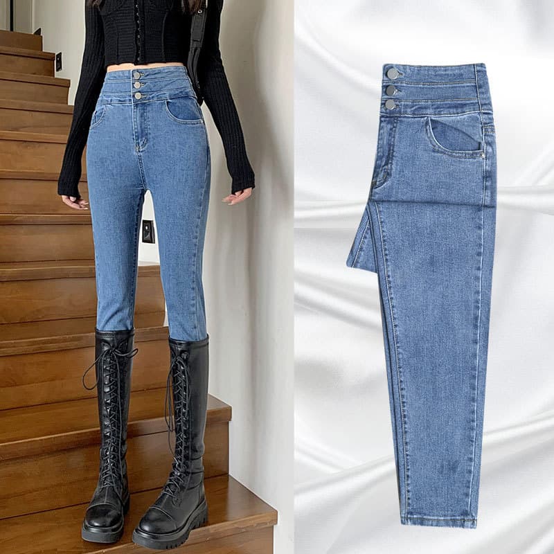 ハイウエスト パンツ すっきりシルエット ハイウエストデニム