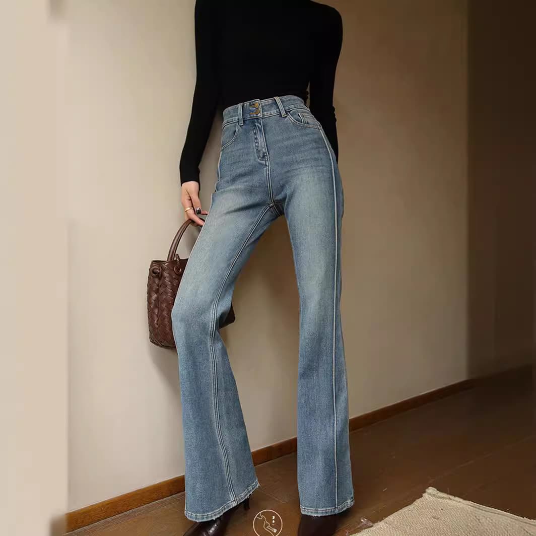 ハイウエスト パンツ ハイウエストワイドフレアデニムパンツ