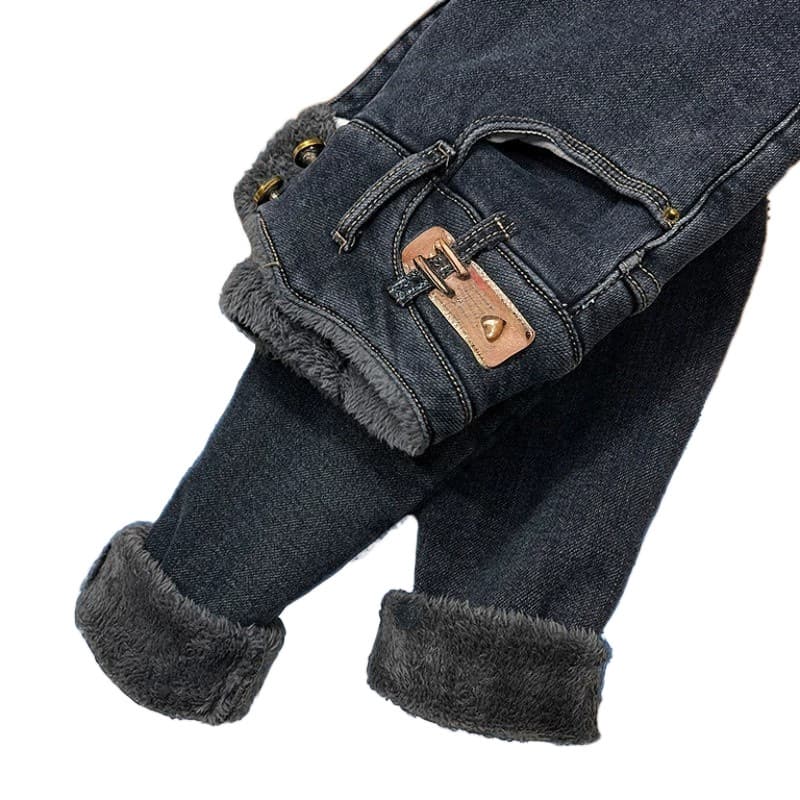ハイウエスト パンツ もこもこ裏起毛ハイウエストデニム