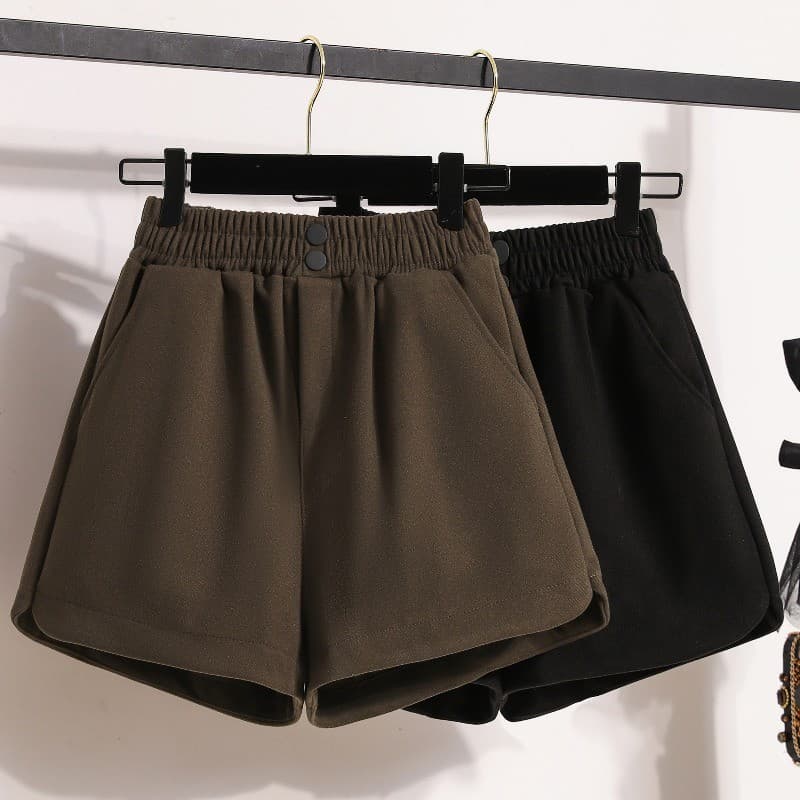 ハイウエスト パンツ もこもこあったか 裏起毛ラウンドショーツ