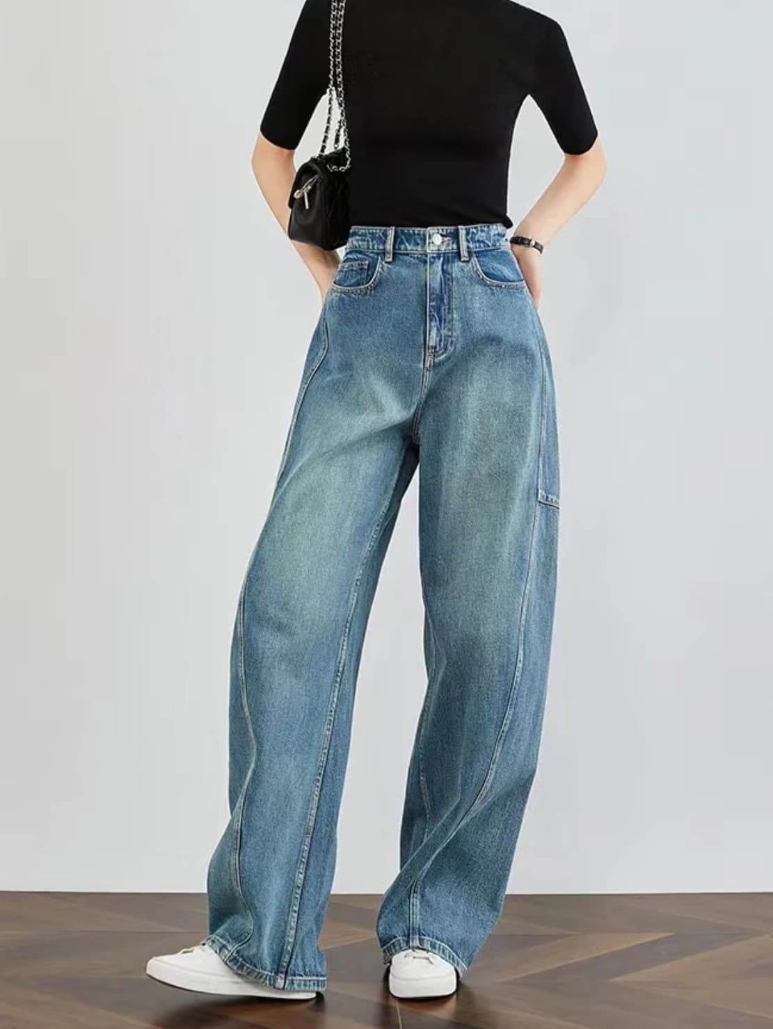 ハイウエスト パンツ リラックスワイドストレートデニム