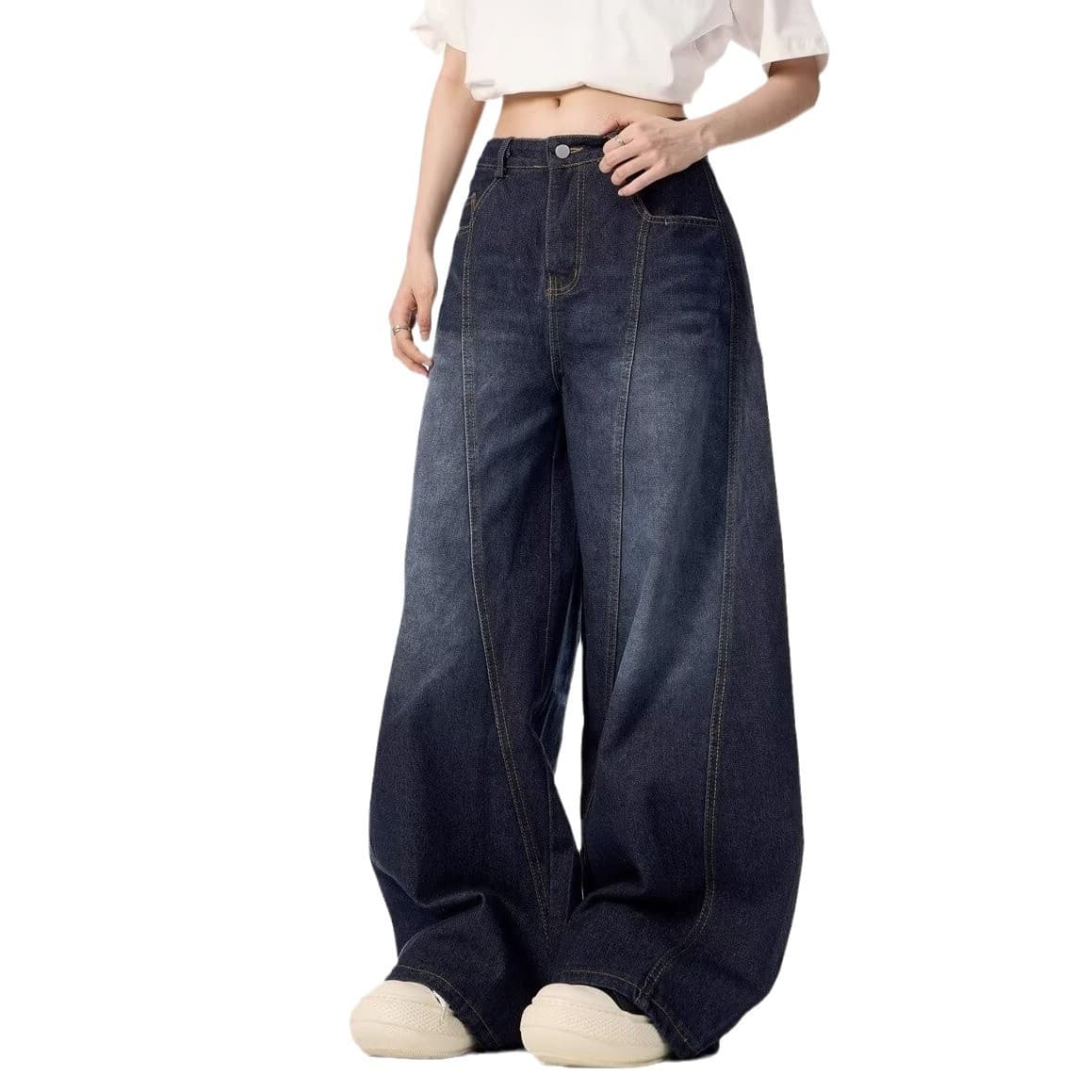ハイウエスト パンツ ゆったりシルエット ハイウエストデニム