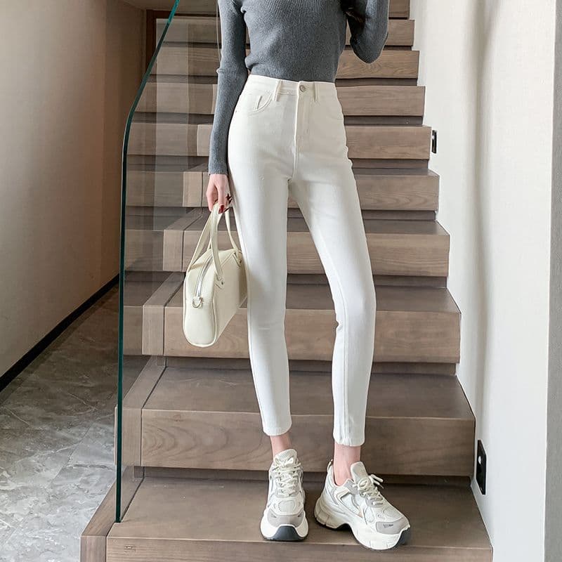 ハイウエスト パンツ 美脚魅せハイウエストスキニーパンツ