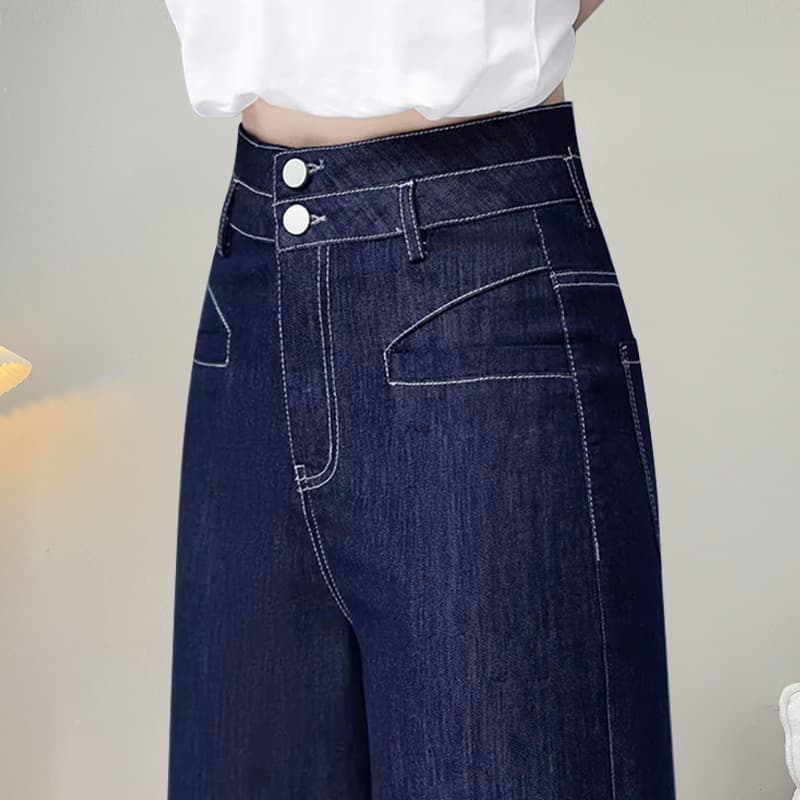 ハイウエスト パンツ ゆとりストレート ハイウエストデニム