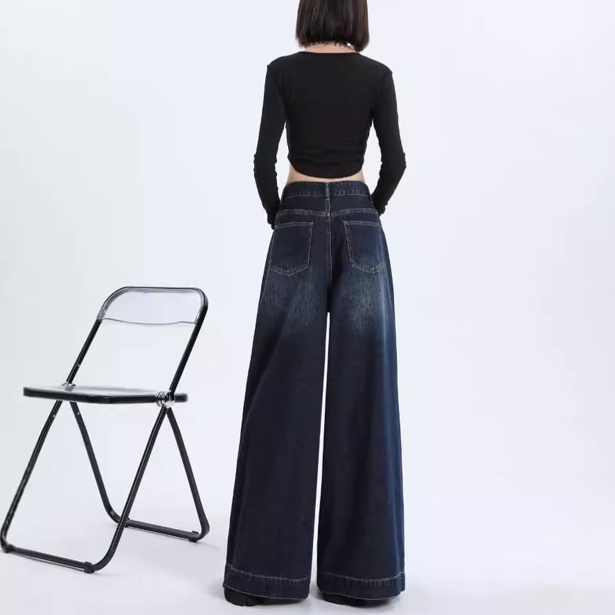 ハイウエスト パンツ ワイドシルエット ハイウエストデニム