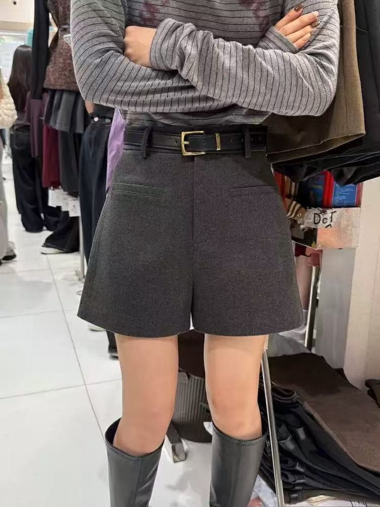 ハイウエスト パンツ ベーシックハイウエストショートパンツ