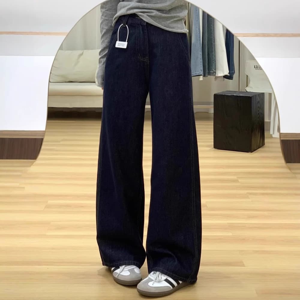 ハイウエスト パンツ ふんわり美脚ハイウエストデニム