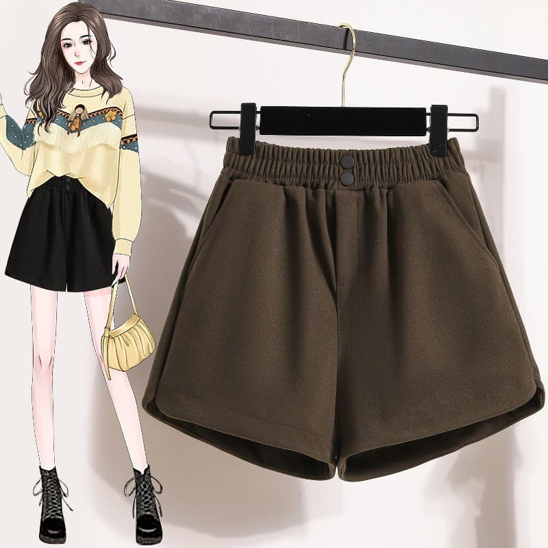 ハイウエスト パンツ もこもこあったか 裏起毛ラウンドショーツ