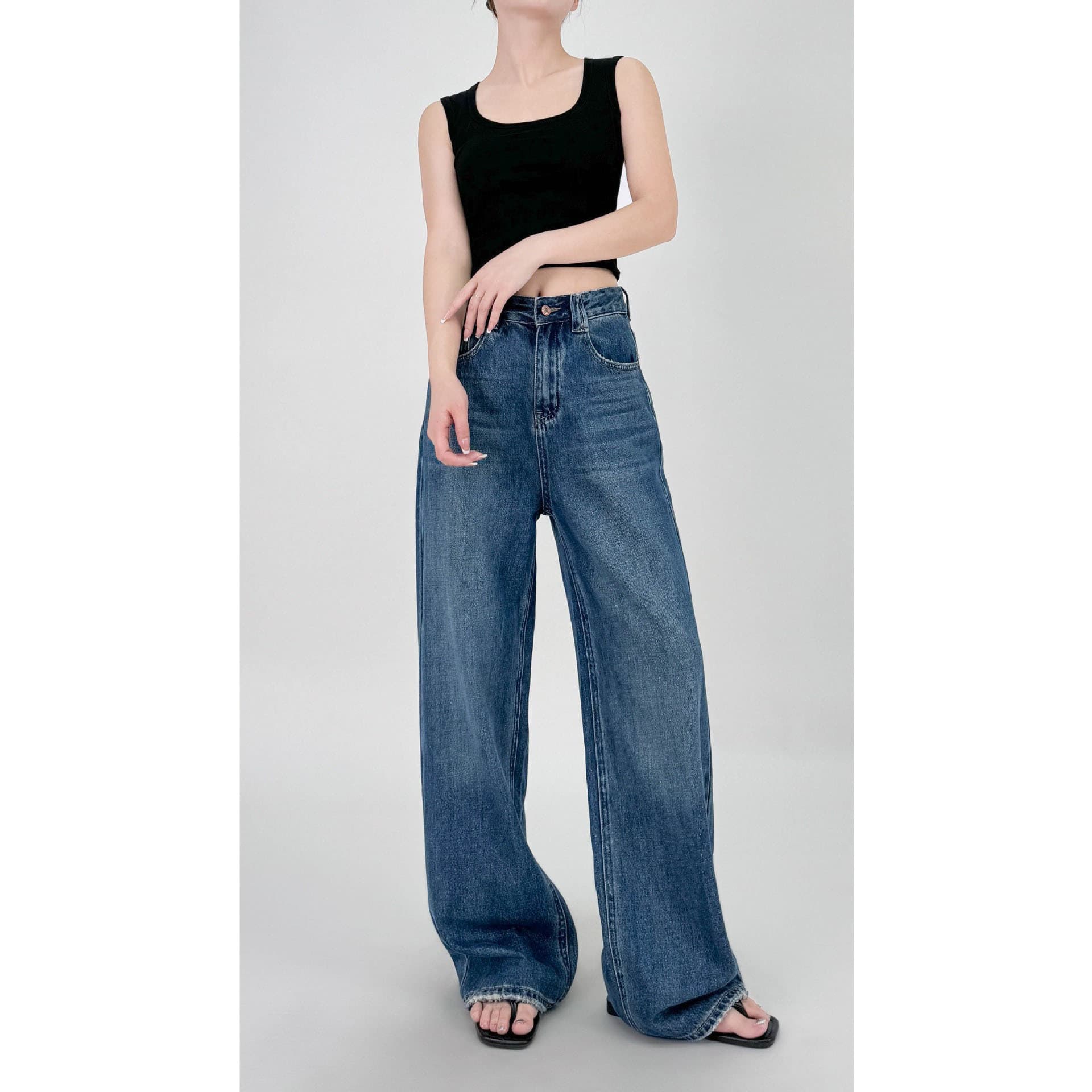 ハイウエスト パンツ たっぷりシルエット ハイウエストデニム