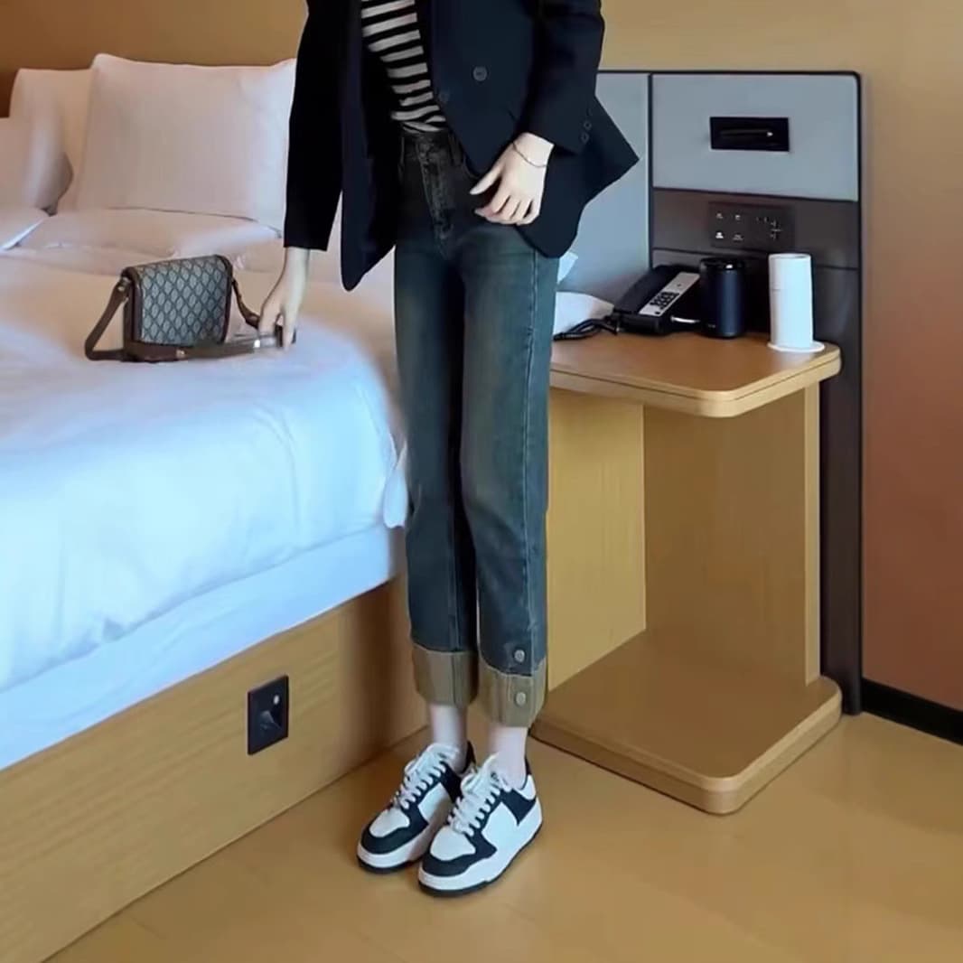 ハイウエスト パンツ 細見せ美脚ハイウエストデニム