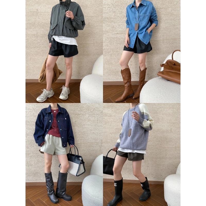 ハイウエスト パンツ ゆったりとした大人の上品ショートパンツ