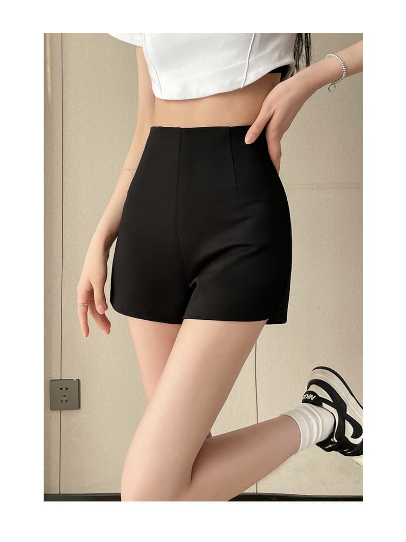 ハイウエスト パンツ シンプル美シルエット ハイウエストショートパンツ
