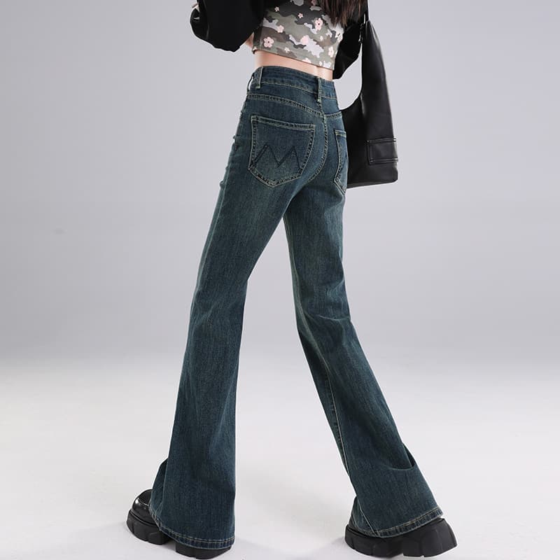 ハイウエスト パンツ ストレッチ美脚ハイウエストデニム