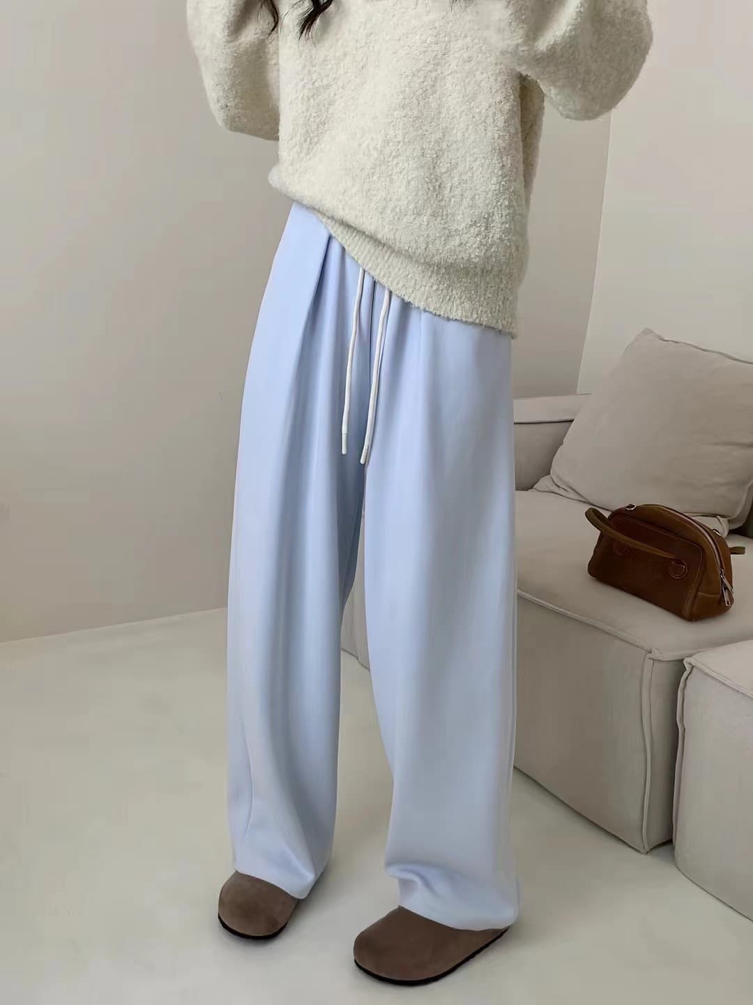 ハイウエスト パンツ ゆったりドロスト ハイウエストスラックス