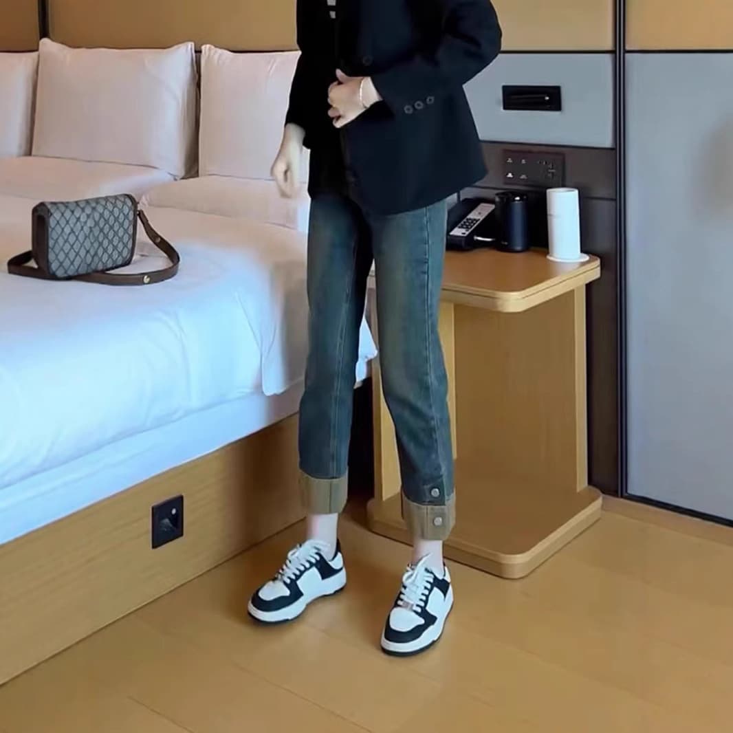 ハイウエスト パンツ 細見せ美脚ハイウエストデニム