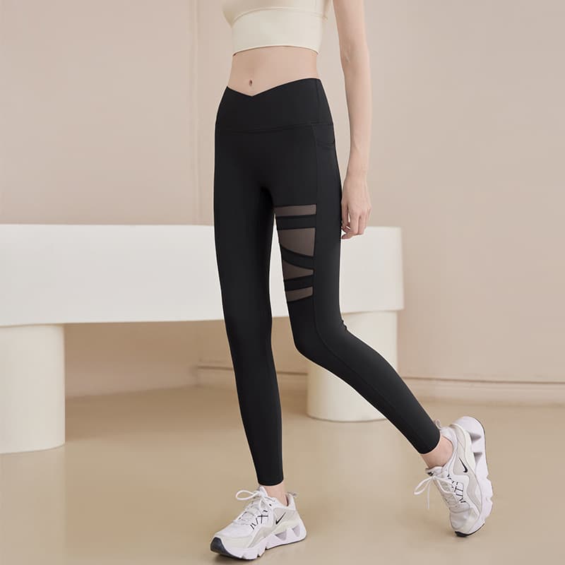 ハイウエスト パンツ サイドポケット付きストレッチフィットパンツ