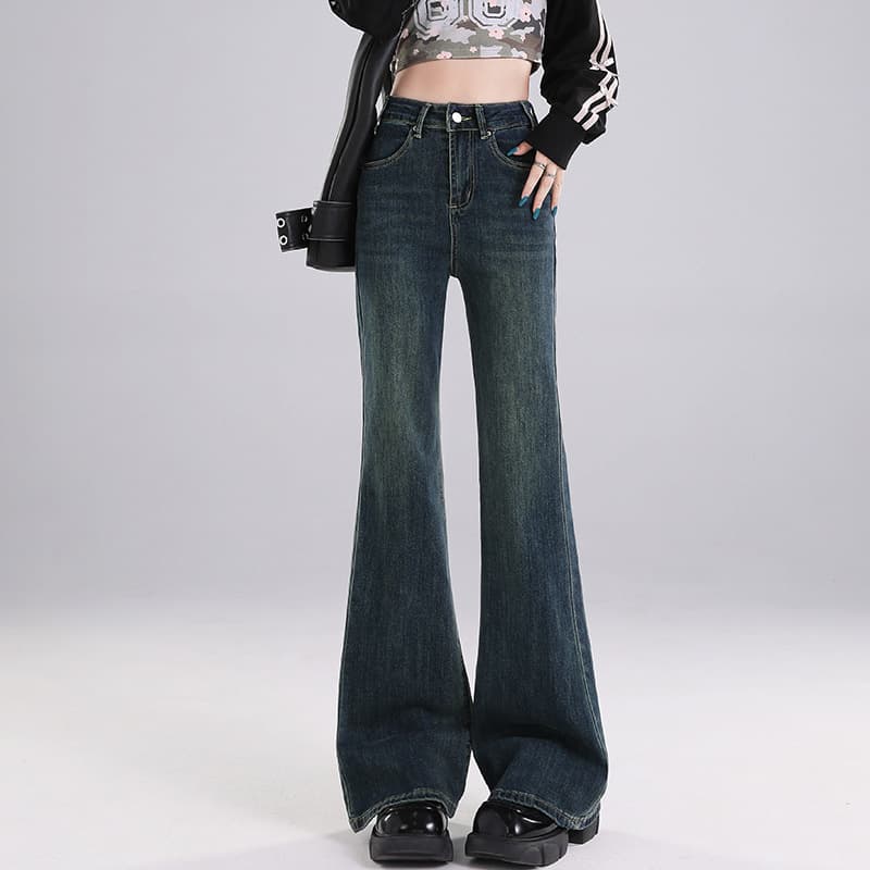 ハイウエスト パンツ ストレッチ美脚ハイウエストデニム
