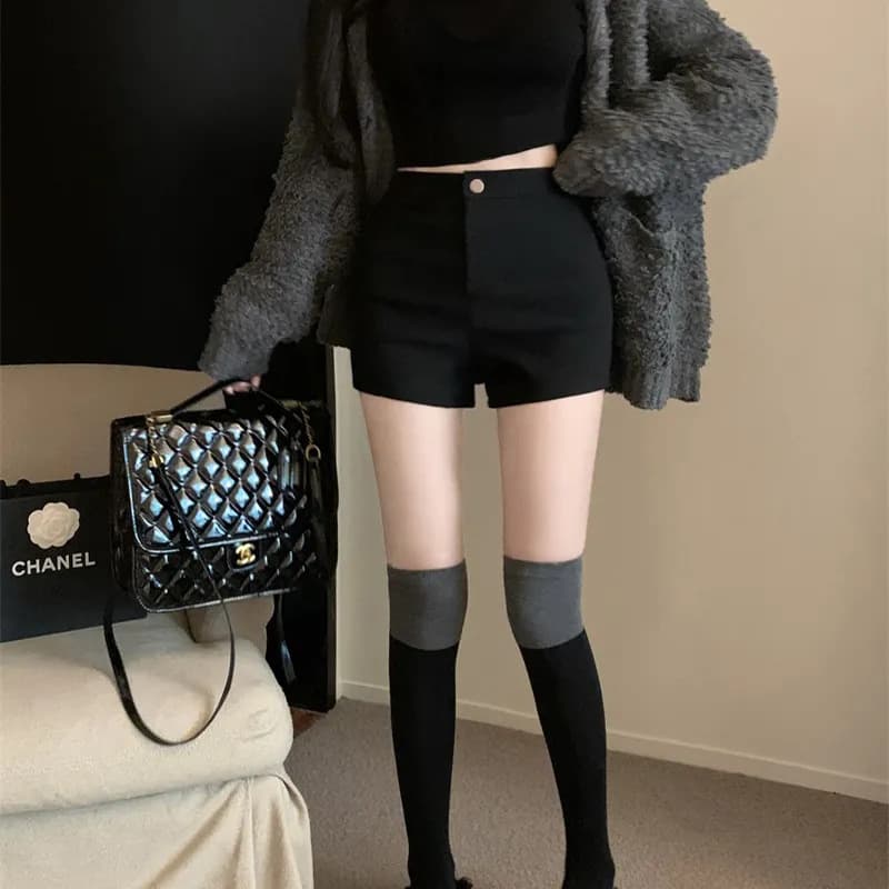 ハイウエスト パンツ すっきりシルエット ハイウエストショートパンツ