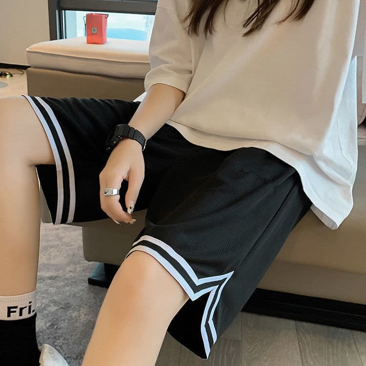 ハイウエスト パンツ シンプル ストライプ ワイドパンツ