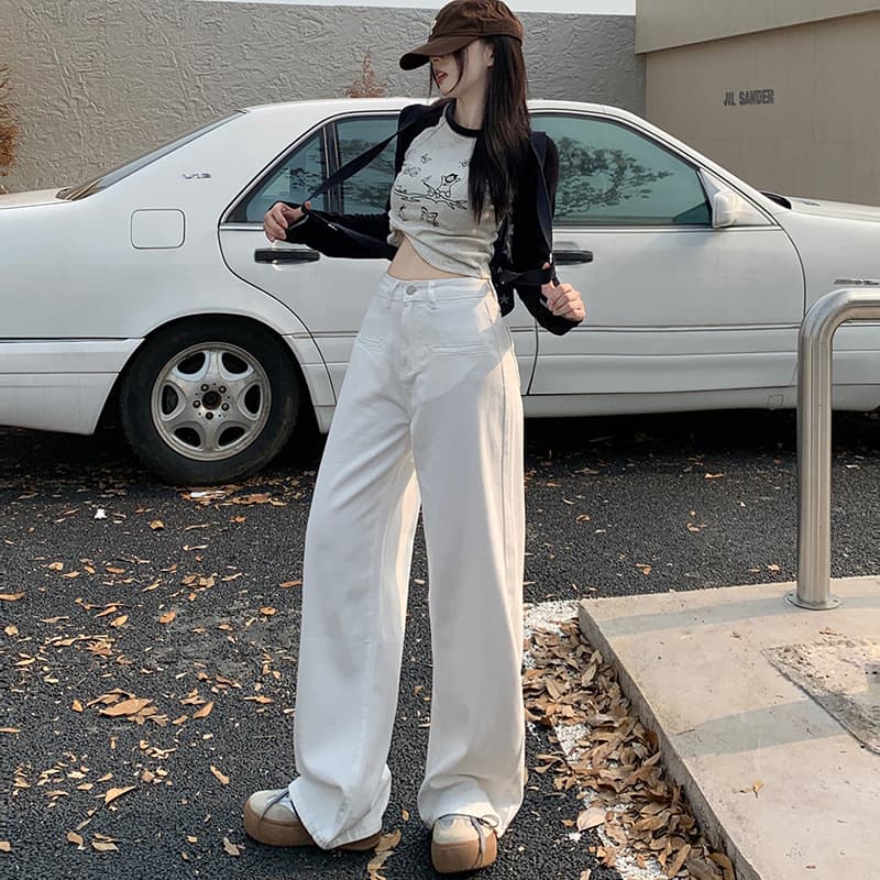 ハイウエスト パンツ ゆったりシルエット ハイウエストワイドパンツ