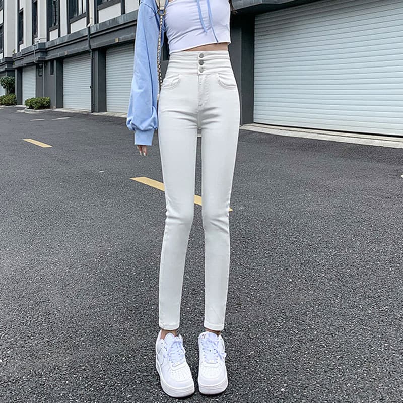 ハイウエスト パンツ すっきりシルエット ハイウエストデニム