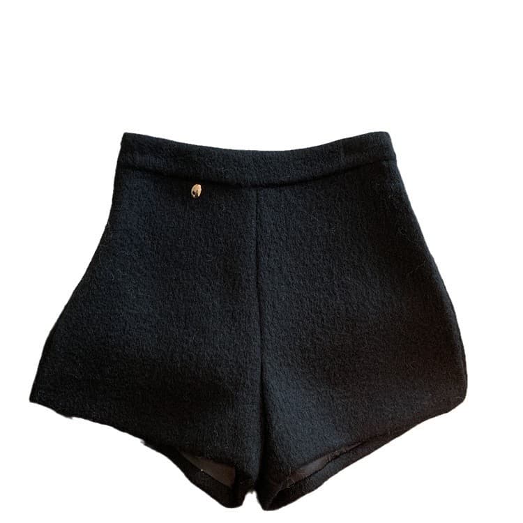 ハイウエスト パンツ もこもこあったか上品ショートパンツ