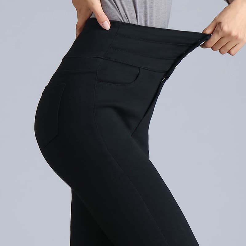 ハイウエスト パンツ 三段ボタン美脚ハイウエストパンツ