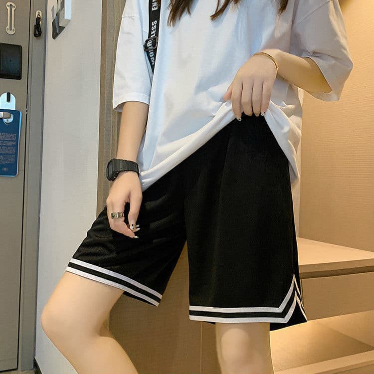 ハイウエスト パンツ シンプル ストライプ ワイドパンツ