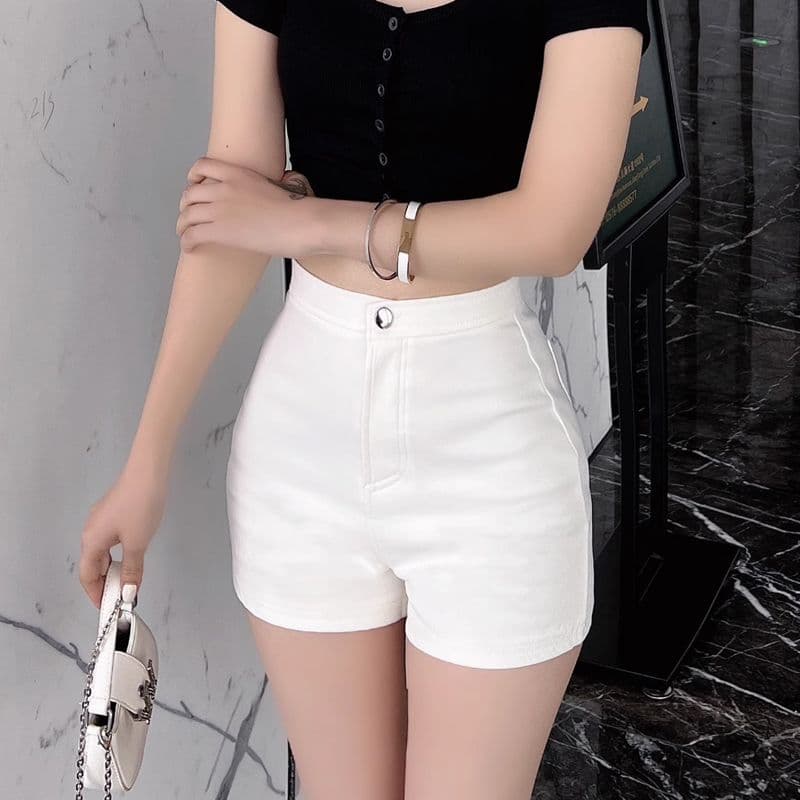 ハイウエスト パンツ すっきりシルエット ハイウエストショートパンツ