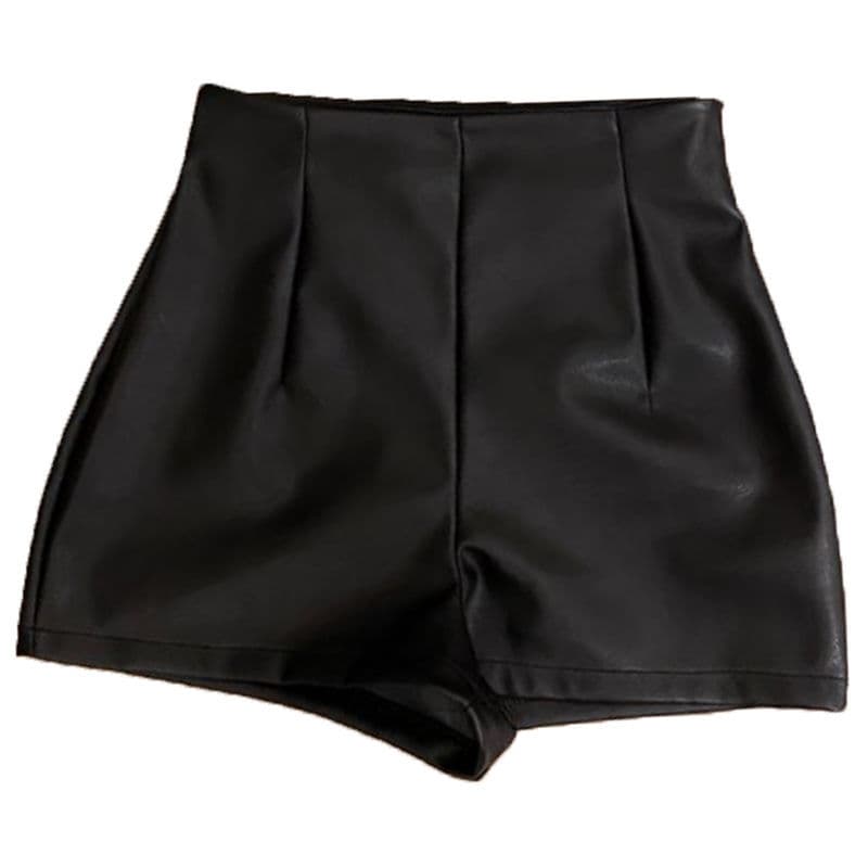 ハイウエスト パンツ 光沢感あふれる美脚ショートパンツ