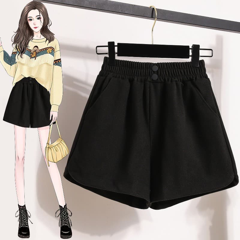 ハイウエスト パンツ もこもこあったか 裏起毛ラウンドショーツ
