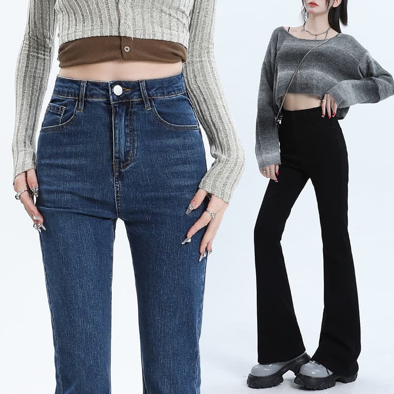 ハイウエスト パンツ 美シルエットハイウエストデニムパンツ